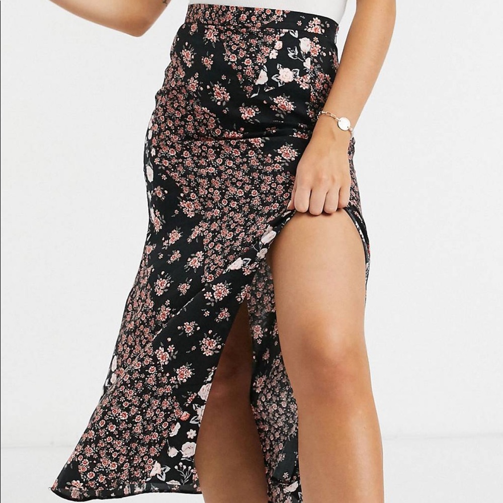 ASOS Floral Midi Skirt w/Slit - Size 14 US